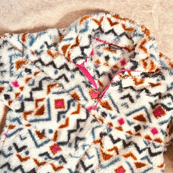 Eddie Bauer Aztec Print Teddy Bear Fleece Pullover Jacket Women’s S cozy soft - Picture 1 of 8